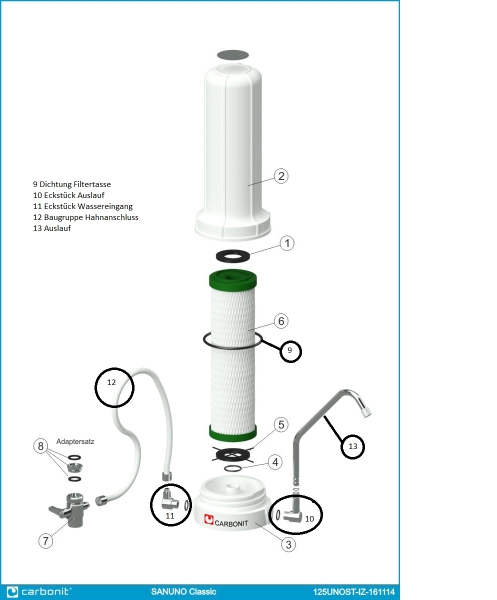 Umlenkventil / Umschaltventil für Auftischfilter Carbonit SanUno